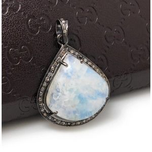 Moonstone Gemstone Diamond Pendant Silver Pendant